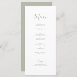 Cartão Mínimo Elegante de Menu de Casamento Verde 
