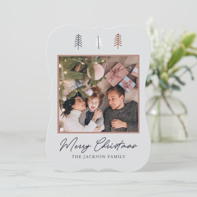 Cartão Mínimo Elegante de Saudação de Natal para C (Em pé/Frente)