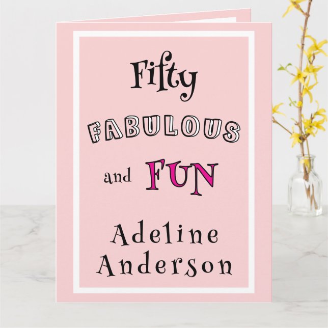 Cartão Mínimo Moderno Cinquenta Fabuloso Aniversário Cor- (Flor Amarela)