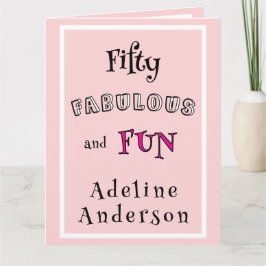 Cartão Mínimo Moderno Cinquenta Fabuloso Divertido Rosa 5