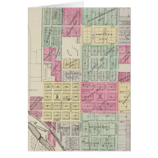 Cartão Minneapolis, Condado de Ottawa, Kansas (Frente)