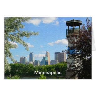 Cartão Minneapolis e Farol de Boom Island