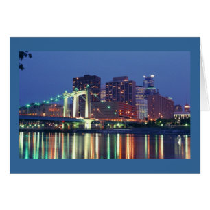 Cartão Minneapolis Skyline à noite