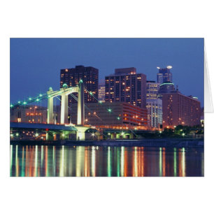 Cartão Minneapolis Skyline à noite