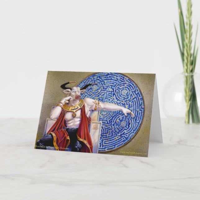Cartão Minotauro com placa de mosaico (Frente)