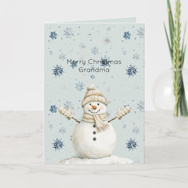 Cartão Mint Blue Snowflakes Snowman Christmas (Frente)