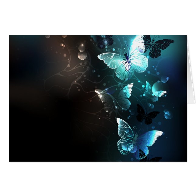 Cartão Mint Night Butterflies (Frente Horizontal)