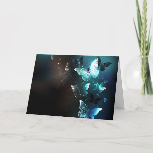 Cartão Mint Night Butterflies (Frente)