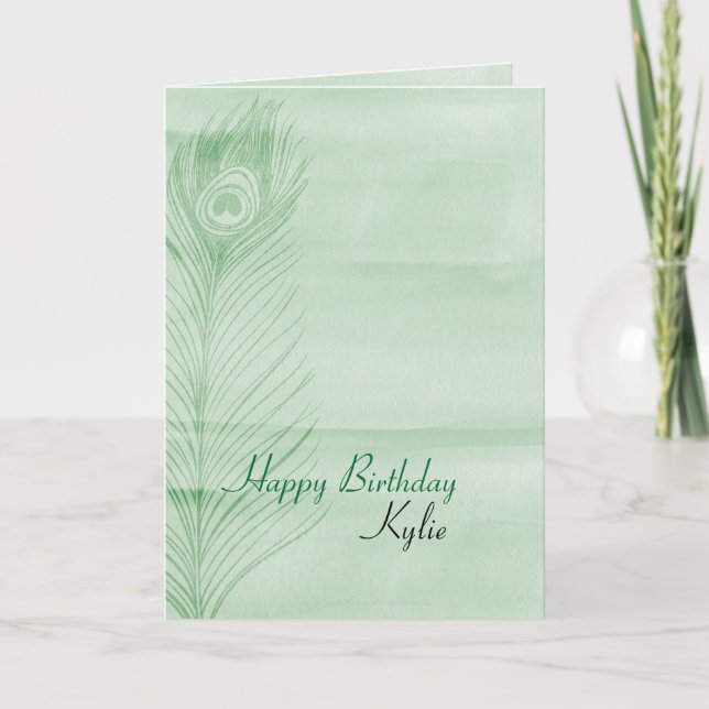 Cartão Mint Peacock Feather (Frente)