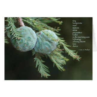 Cartão minúsculo do poema das pegadas