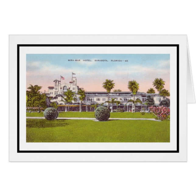 Cartão Mira Mar Hotel Sarasota, Flórida (Frente Horizontal)