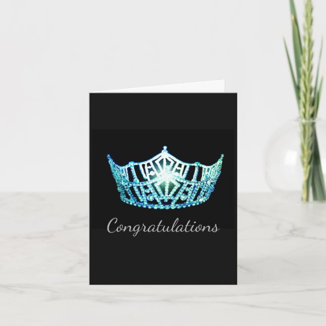 Cartão Miss America Aqua Crown Greeting Card-Congrats (Frente)