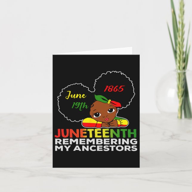 Cartão Miss Juneteenth Lembrando Meus Ancestrais Menina P (Frente)