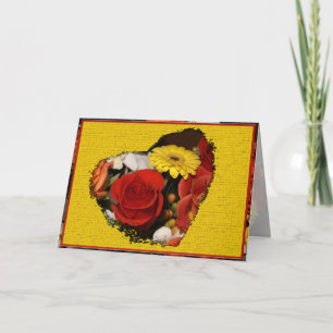 Cartão Miss You Colorful Bouquet Border Flower Heart