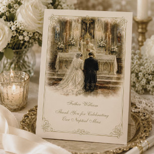 Cartão Missa Nupcial de Casamento de Padre Católico