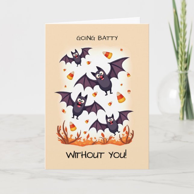 Cartão Missing You at Halloween Going Batty Cute Bats (Frente)