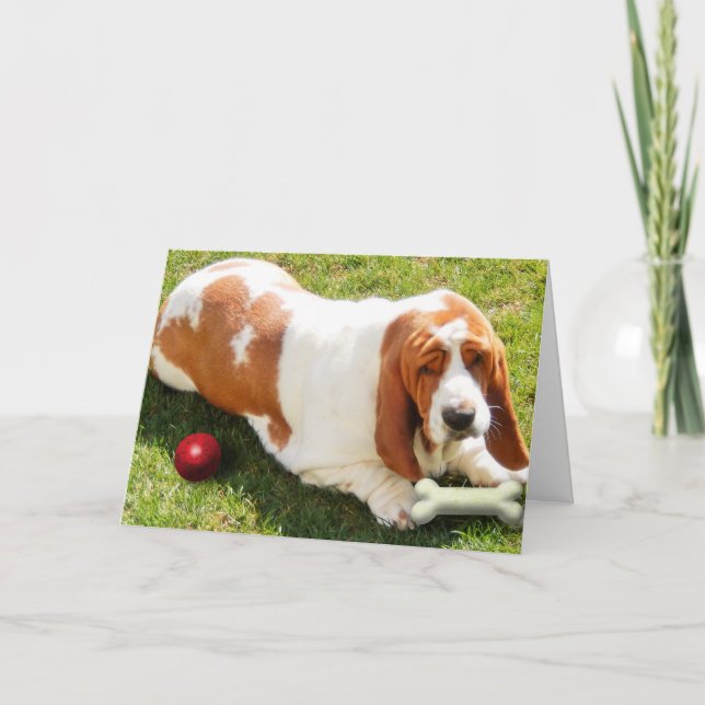 Cartão "Missing You" com Basset Hound (Frente)