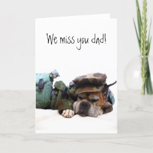 Cartão Missing you Dad Military boxer greeting card