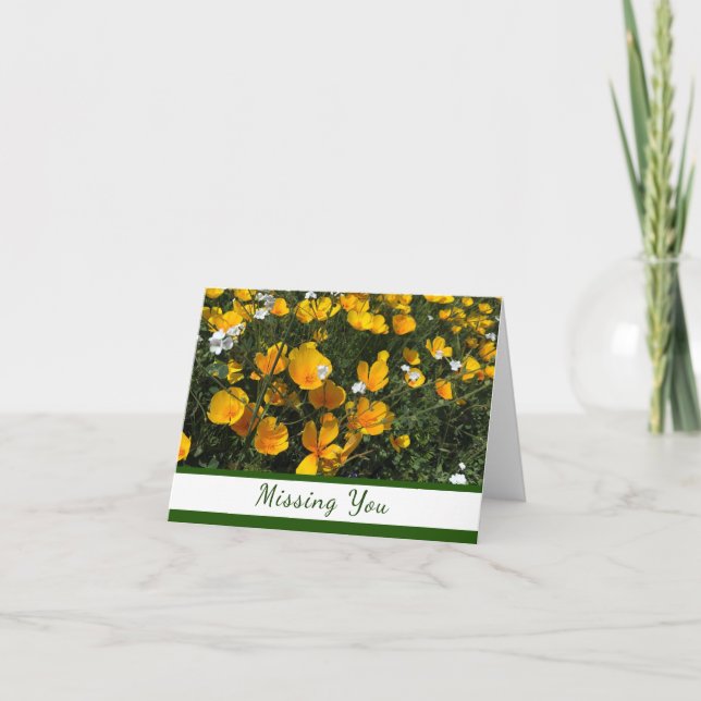 Cartão Missing You Field of Poppies Notecard (Frente)