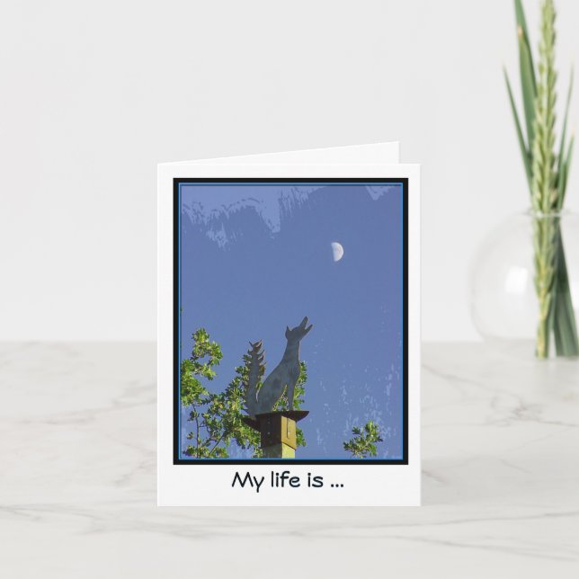 Cartão Missing You--Howling at the Moon Notecard (Frente)