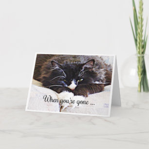 Cartão Missing you "When you're gone" Sad Cat Humour