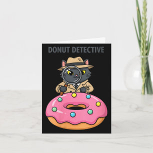 Cartão Mistério de donut noir de detetive de gato engraça