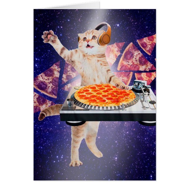 Cartão Misturador de Gato de DJ (Frente)