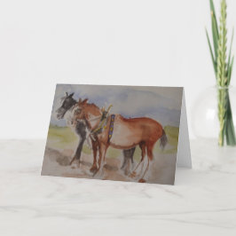 Cartão Misturar Cavalos na Aquarela de Correspondência de