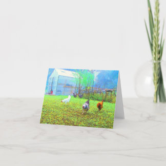 Cartão Misty Morning Chickens Art Note Card