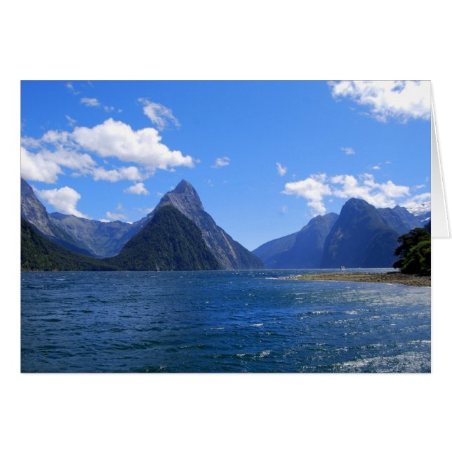 Cartão Miter Peak, Milford Sound, NZ, Card (Frente Horizontal)