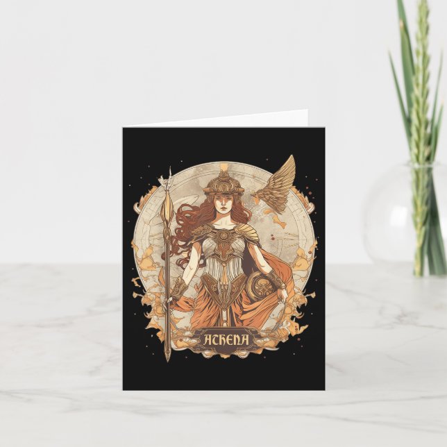 Cartão Mitologia Grega - Athena, Deusa Da Sabedoria E Gue (Frente)