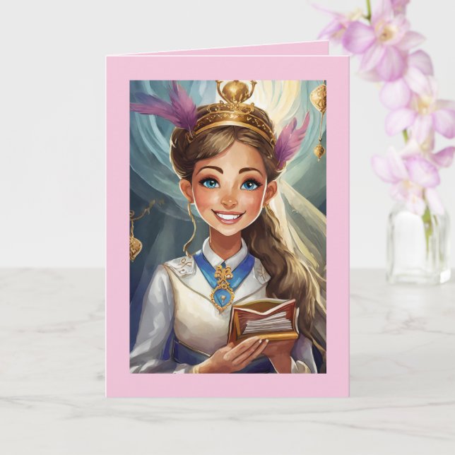 Cartão Mitzvah Bat De 5" x 7" Folheto (Orquídea)