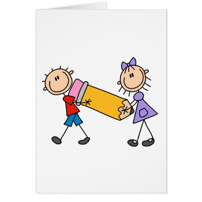 Cartão Miúdos da vara com lápis (Frente)