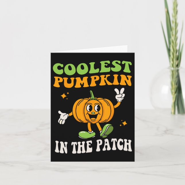 Cartão Miúdos Pumpkin Mais Fresco No Patch Halloween Todd (Frente)