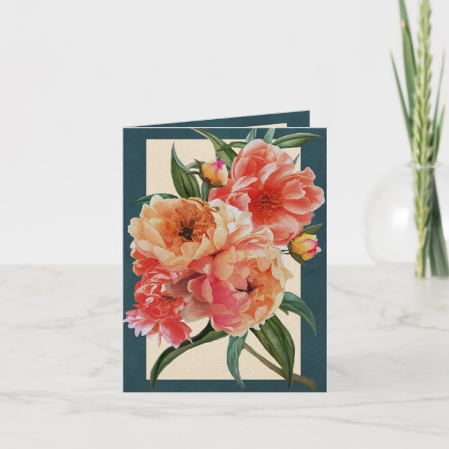 Cartão Mixed Peonies Greeting Card (Frente)