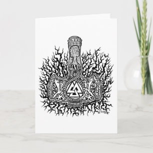 Cartão Mjolnir - Valknut Greeting Card