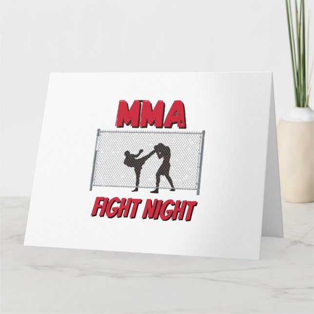 Cartão MMA Fight Night text e Silhouette of Two Fighter (Frente)