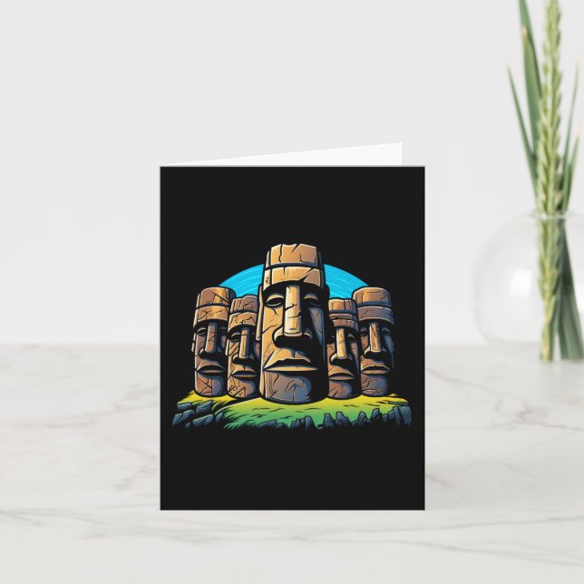 Cartão Moai Cabeça de Páscoa Ilha de Páscoa (Frente)