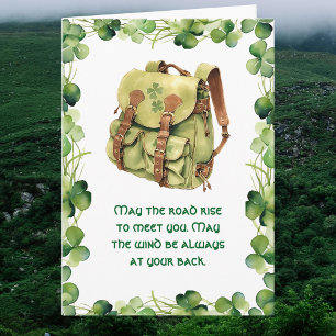 Cartão Mochila Que a Estrada Suba Irlandês Dia de São Pat