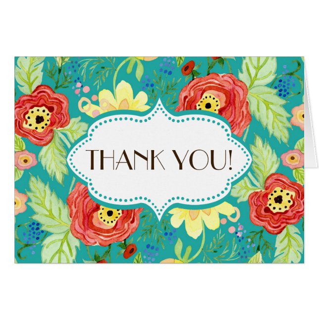 Cartão Mod Modern Floral Ranunculus Folheto Rosa (Frente Horizontal)