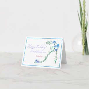 Cartão Moda Floral Aquarela Aniversário Irmã