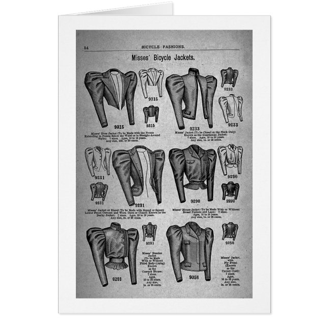 Cartão Modas de bicicleta1897 - Vintage (Frente)
