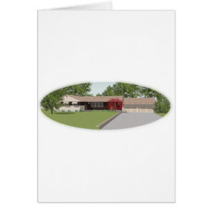 Cartão Modelo 3D: Casa de Estilo Ranch: