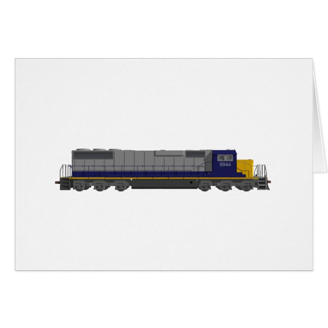 Cartão modelo 3D: Motor do trem: Estrada de ferro: (Frente Horizontal)