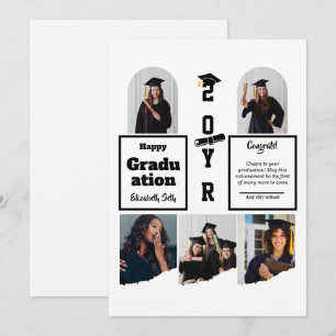 Cartão Modelo de Celebração de Formatura com 5 Fotos para