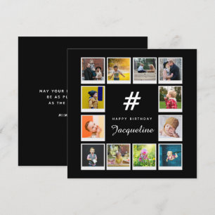 Cartão Modelo de Colagem de Fotos de Aniversário Qualquer