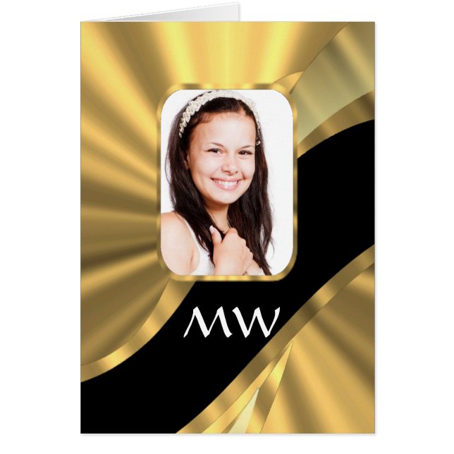 Cartão modelo de foto de aparência Dourada (Frente)