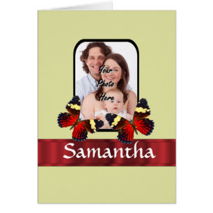 Cartão Modelo de foto de borboletas vermelhas