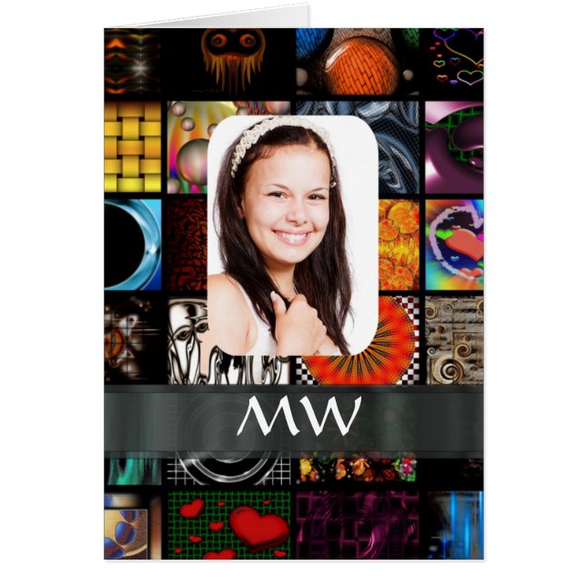 Cartão Modelo de foto do padrão de colagem (Frente)