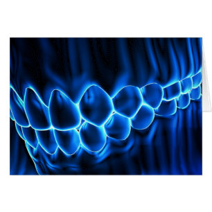 Cartão modelo de incandescência azul do dentista